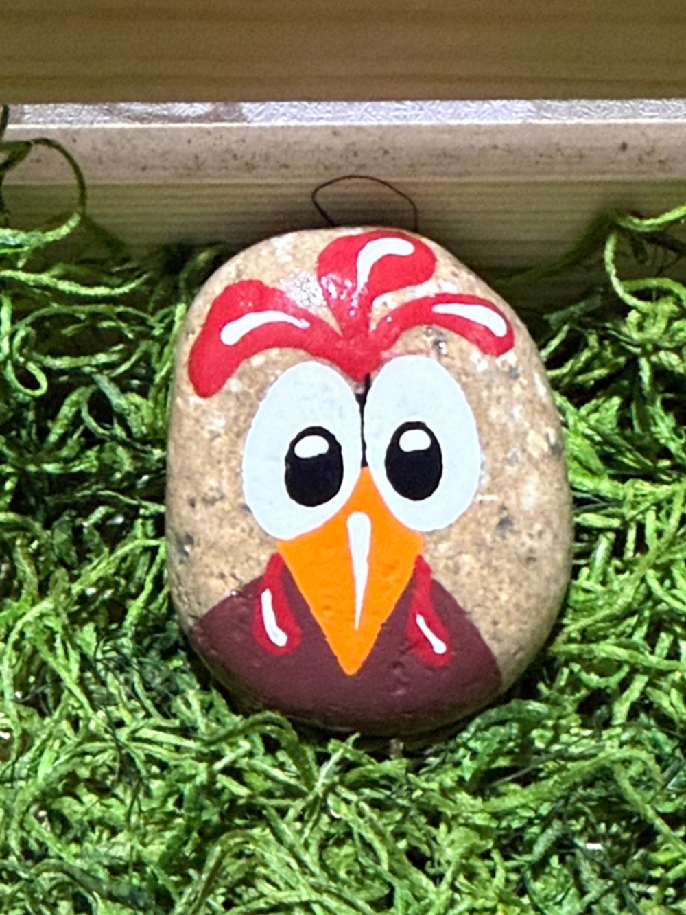 Hand-Painted Chicken Rock Trio - Bright Red & Orange Accents - Picture 5 of 5